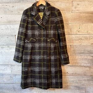 🇨🇦 Tristan & Iseut women’s wool plaid double breasted coat in‎ size small